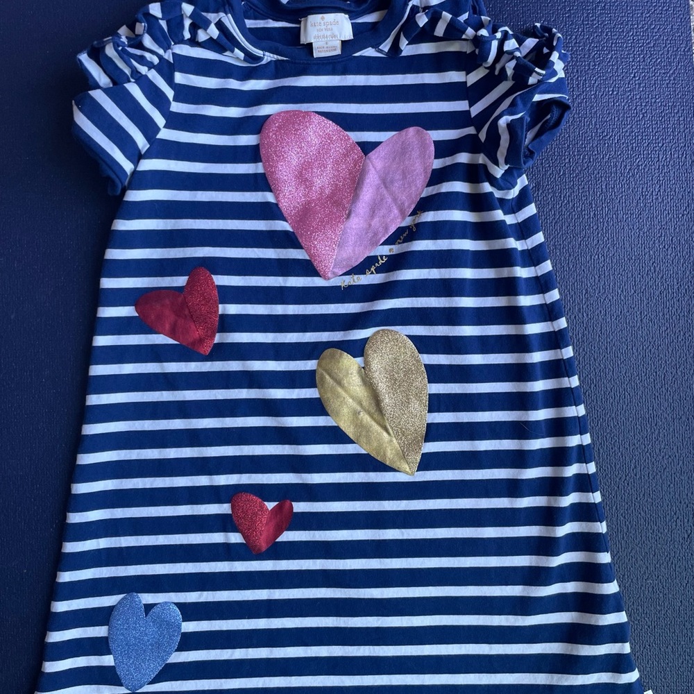 Kate Spade ♠️ Girls Cold Shoulder Dress with Foil Hearts